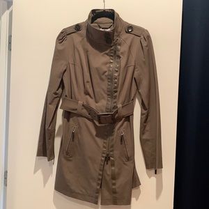 Jacket, medium. Color brown/tan. The zipper is a little frayed from the bottom